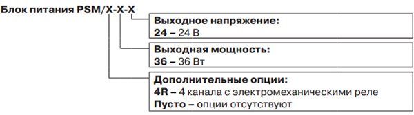 Обозначение при заказе КонтрАвт PSM/4R-36-24